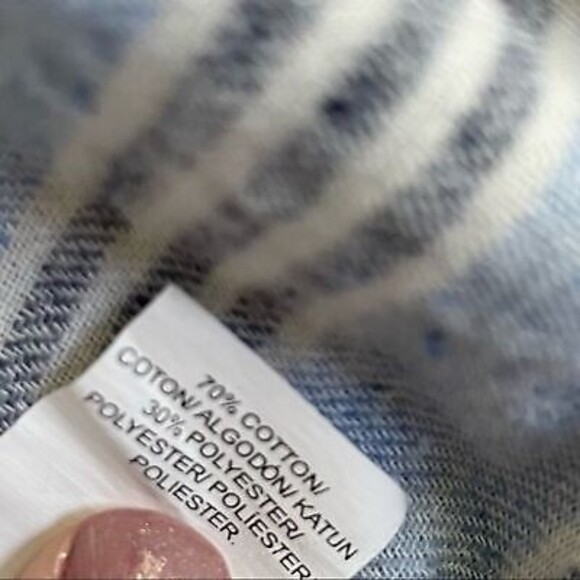 LUCKY BRAND off the shoulder bell sleeve striped top size small blue white - Picture 5 of 6